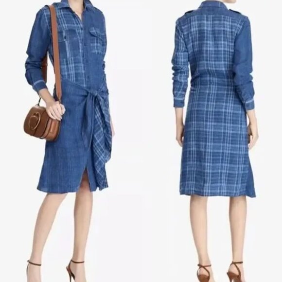 Polo Ralph Lauren Wester Denim Sarong Wrap Dress  Size 8 - Picture 2 of 8